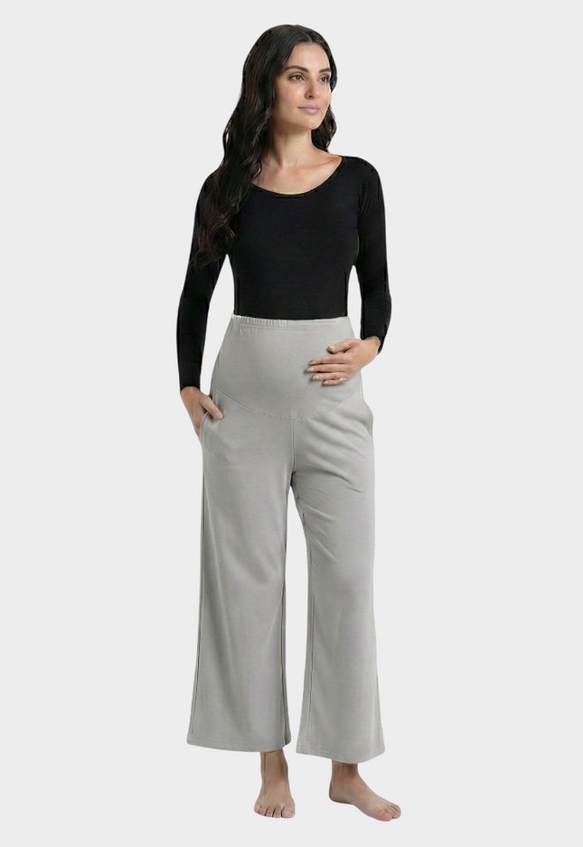 Evamomies Women's Cotton Lycra Regular Fit Maternity Palazzo for Pregnant Women Pre & Post Pregnancy