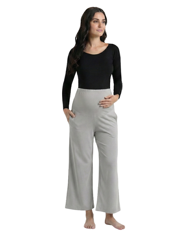Evamomies Women's Cotton Lycra Regular Fit Maternity Palazzo for Pregnant Women Pre & Post Pregnancy