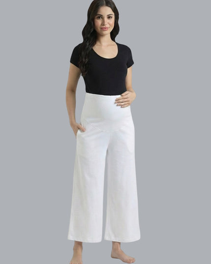 Evamomies Women's Cotton Lycra Regular Fit Maternity Palazzo for Pregnant Women Pre & Post Pregnancy