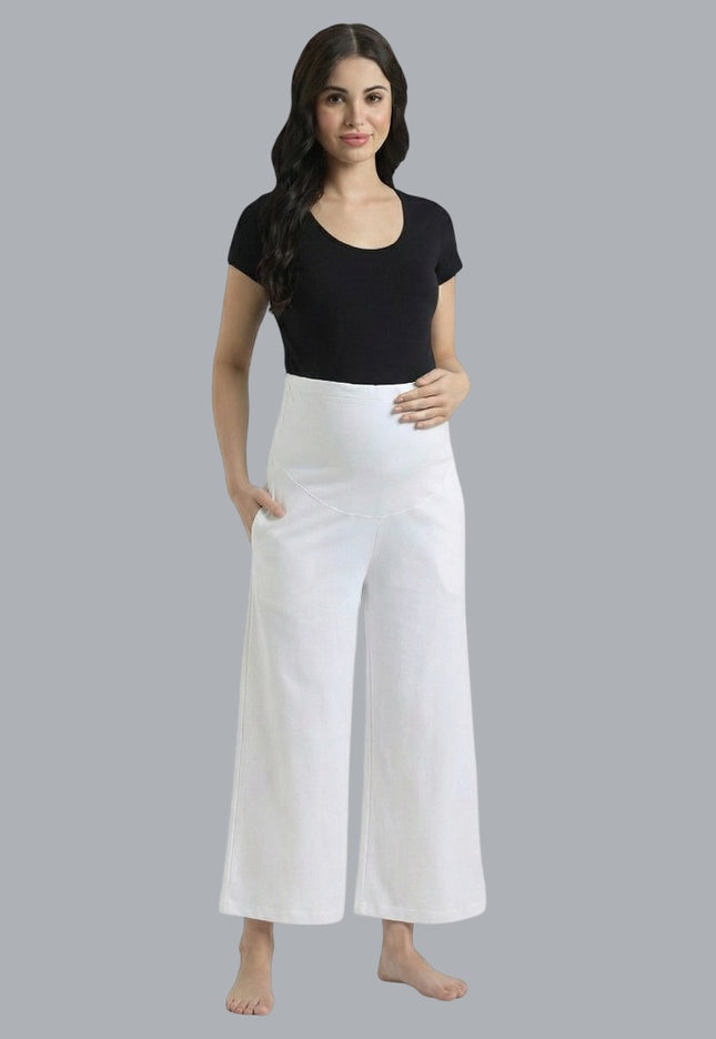 Evamomies Women's Cotton Lycra Regular Fit Maternity Palazzo for Pregnant Women Pre & Post Pregnancy