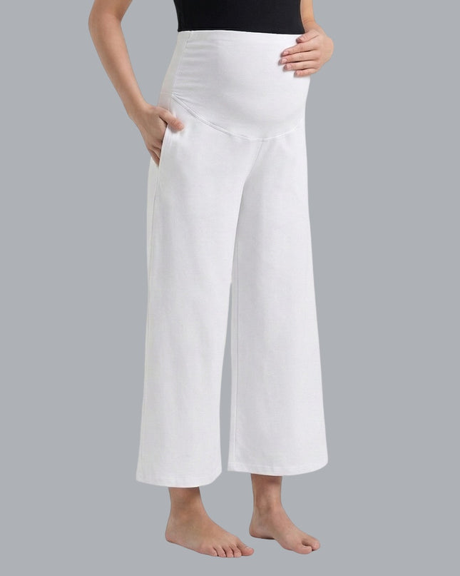 Evamomies Women's Cotton Lycra Regular Fit Maternity Palazzo for Pregnant Women Pre & Post Pregnancy