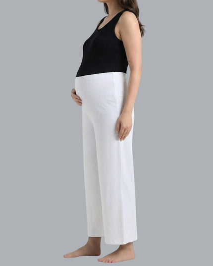 Evamomies Women's Cotton Lycra Regular Fit Maternity Palazzo for Pregnant Women Pre & Post Pregnancy