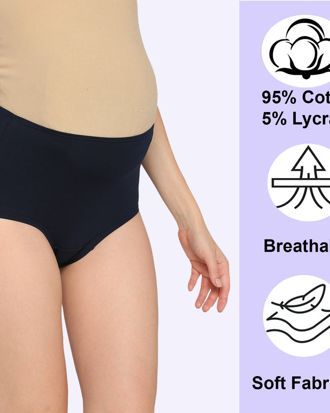 Evamomies Women's High Waist Soft Comfy Cotton Lycra Maternity Panty | Pregnancy Panty | Maternity Panties (Pack of 1)