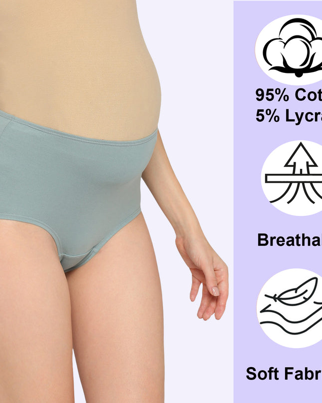 Evamomies Women's High Waist Soft Comfy Cotton Lycra Maternity Panty | Pregnancy Panty | Maternity Panties (Pack of 3)