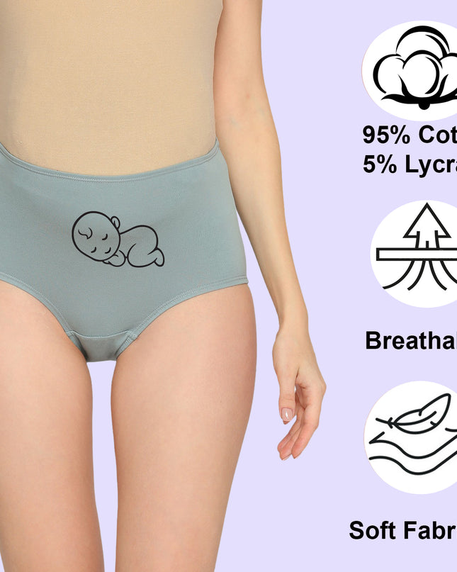 Evamomies Women's High Waist Soft Comfy Cotton Lycra Maternity Panty | Pregnancy Panty | Maternity Panties (Pack of 3)