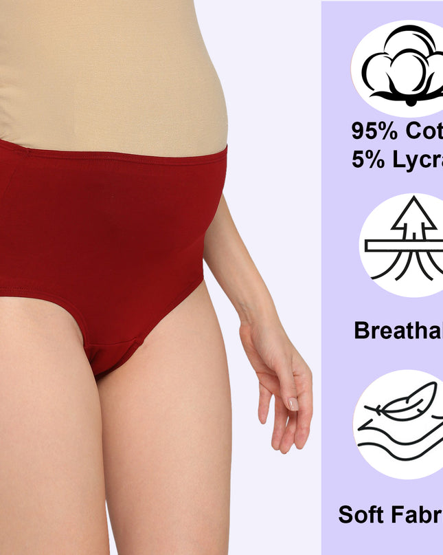 Evamomies Women's High Waist Soft Comfy Cotton Lycra Maternity Panty | Pregnancy Panty | Maternity Panties (Pack of 1)