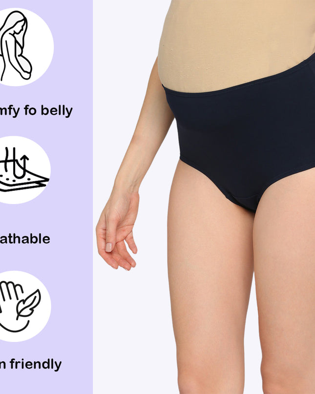 Evamomies Women's High Waist Soft Comfy Cotton Lycra Maternity Panty | Pregnancy Panty | Maternity Panties (Pack of 1)