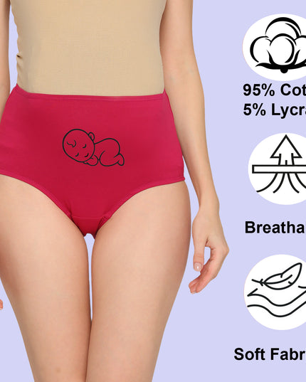 Evamomies Women's High Waist Soft Comfy Cotton Lycra Maternity Panty | Pregnancy Panty | Maternity Panties (Pack of 1)