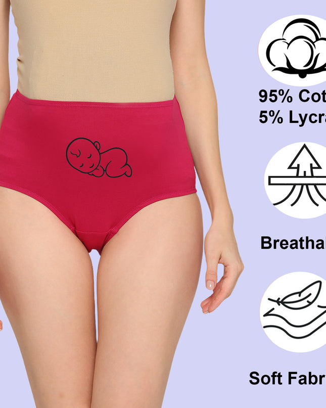 Evamomies Women's High Waist Soft Comfy Cotton Lycra Maternity Panty | Pregnancy Panty | Maternity Panties (Pack of 1)