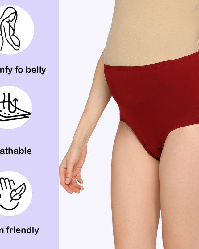 Evamomies Women's High Waist Soft Comfy Cotton Lycra Maternity Panty | Pregnancy Panty | Maternity Panties (Pack of 3)