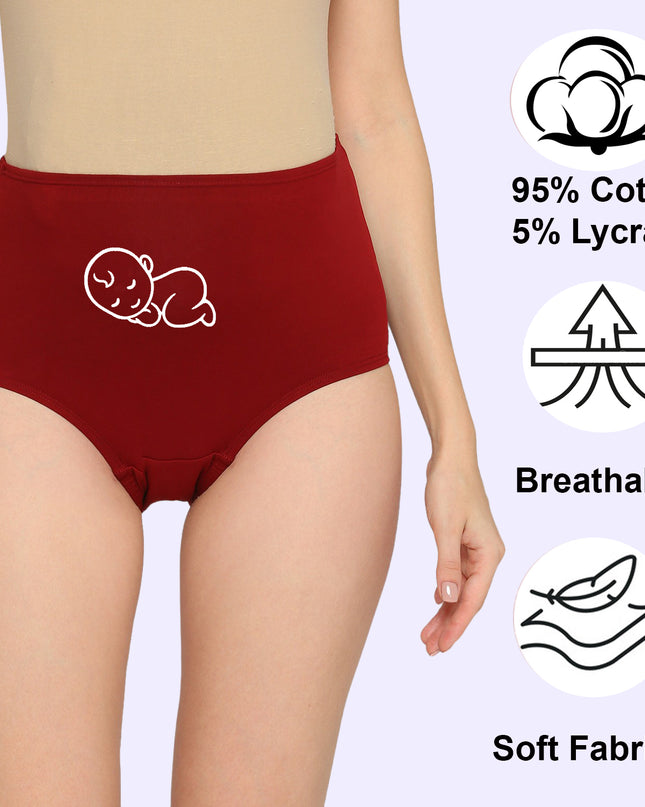 Evamomies Women's High Waist Soft Comfy Cotton Lycra Maternity Panty | Pregnancy Panty | Maternity Panties (Pack of 3)