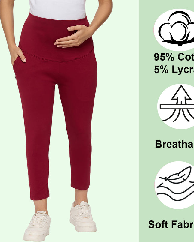 Evamomies Women's Cotton Lycra Maternity Leggings for Pregnant Women Pre & Post Pregnancy