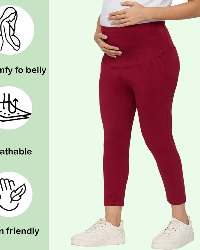Evamomies Women's Cotton Lycra Maternity Leggings for Pregnant Women Pre & Post Pregnancy