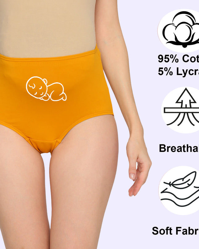 Evamomies Women's High Waist Soft Comfy Cotton Lycra Maternity Panty | Pregnancy Panty | Maternity Panties (Pack of 3)