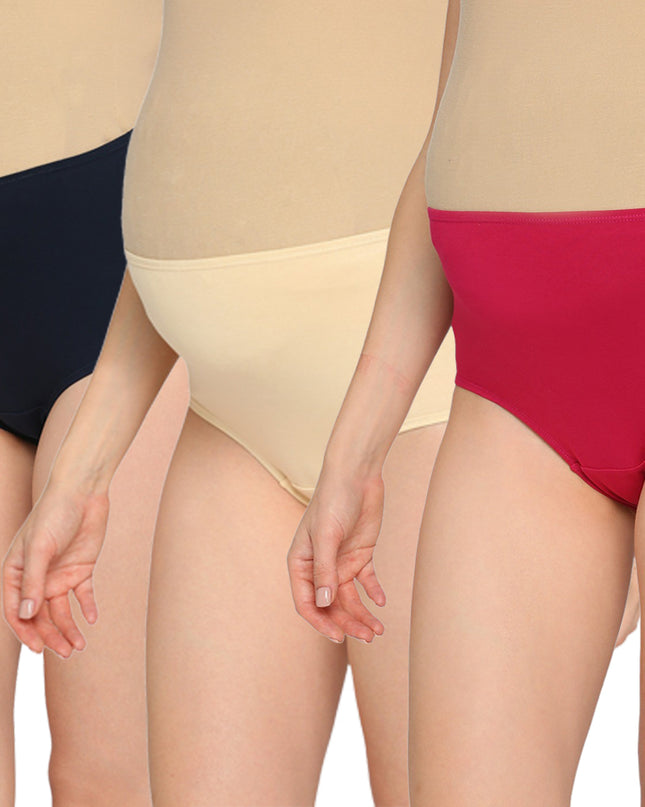 Evamomies Women's High Waist Soft Comfy Cotton Lycra Maternity Panty | Pregnancy Panty | Maternity Panties (Pack of 3)