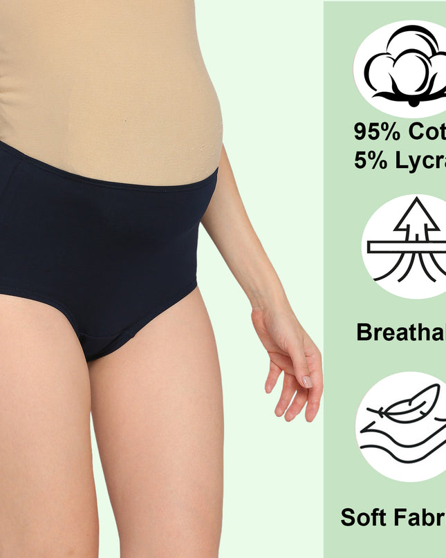 Evamomies Women's High Waist Soft Comfy Cotton Lycra Maternity Panty | Pregnancy Panty | Maternity Panties (Pack of 3)
