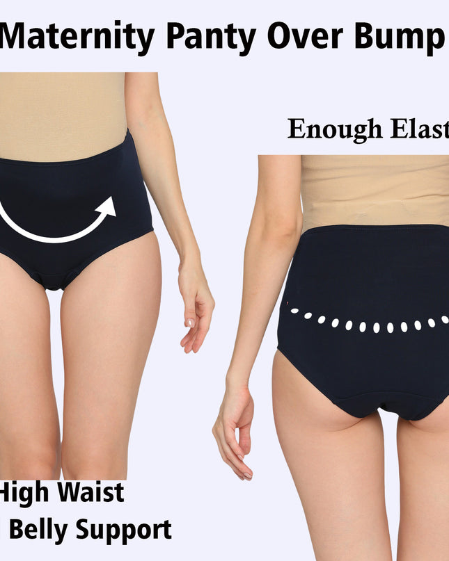 Evamomies Women's High Waist Soft Comfy Cotton Lycra Maternity Panty | Pregnancy Panty | Maternity Panties (Pack of 1)