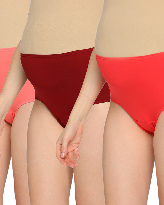 Evamomies Women's High Waist Soft Comfy Cotton Lycra Maternity Panty | Pregnancy Panty | Maternity Panties (Pack of 3)
