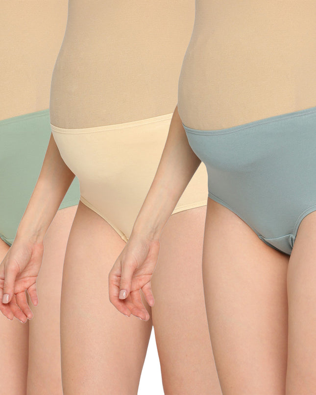 Evamomies Women's High Waist Soft Comfy Cotton Lycra Maternity Panty | Pregnancy Panty | Maternity Panties (Pack of 3)
