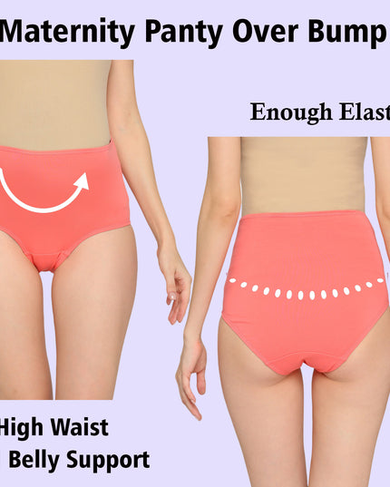 Evamomies Women's High Waist Soft Comfy Cotton Lycra Maternity Panty | Pregnancy Panty | Maternity Panties (Pack of 3)