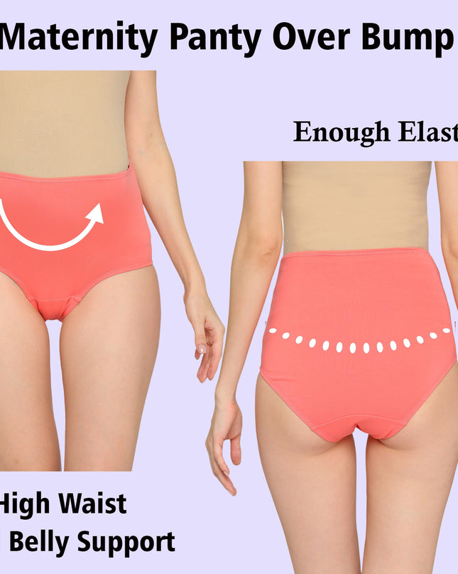 Evamomies Women's High Waist Soft Comfy Cotton Lycra Maternity Panty | Pregnancy Panty | Maternity Panties (Pack of 3)