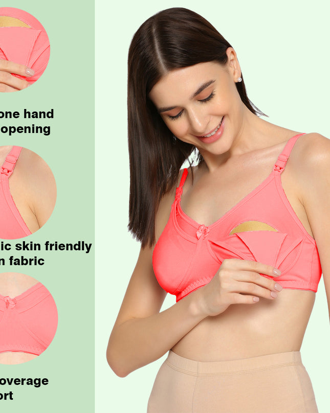 Evamomies Women's Full Cup Non Padded Feeding Bra | Nursing Bra | Maternity Bra (Pack Of 3)