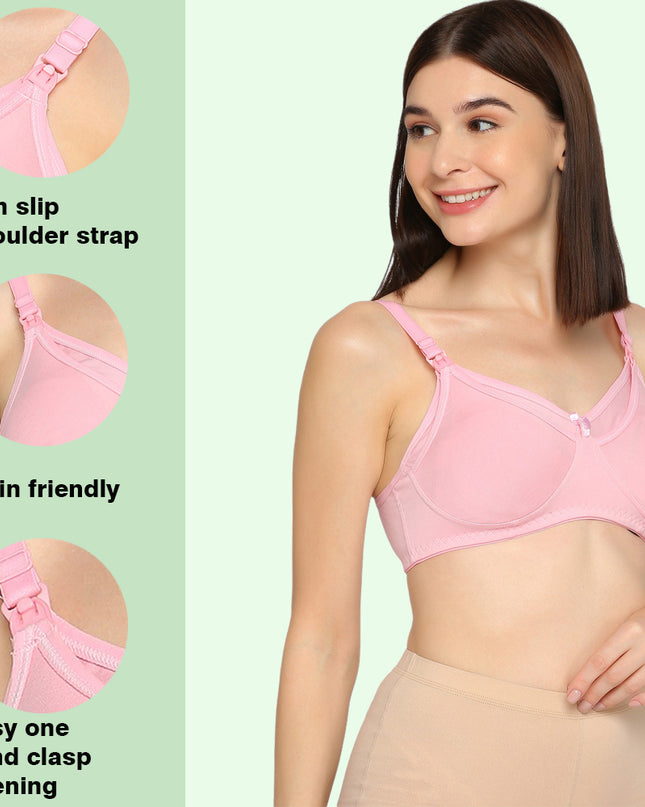 Evamomies Women's Full Cup Non Padded Feeding Bra | Nursing Bra | Maternity Bra (Pack Of 3)