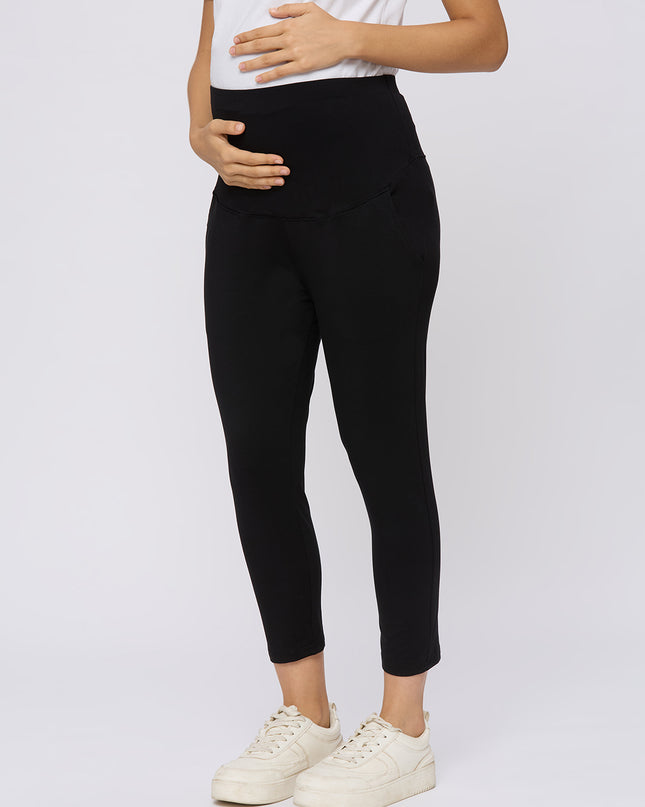 Evamomies Women's Cotton Lycra Maternity Leggings for Pregnant Women Pre & Post Pregnancy