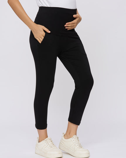 Evamomies Women's Cotton Lycra Maternity Leggings for Pregnant Women Pre & Post Pregnancy