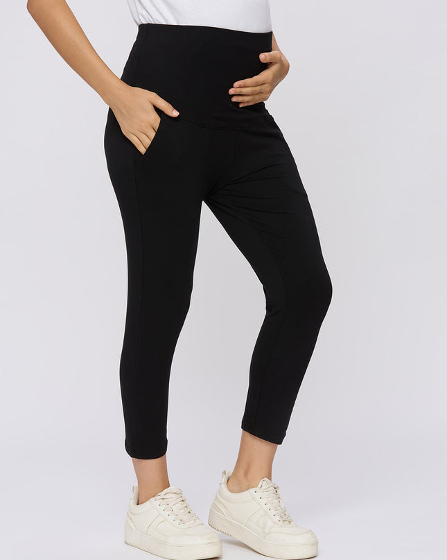 Evamomies Women's Cotton Lycra Maternity Leggings for Pregnant Women Pre & Post Pregnancy