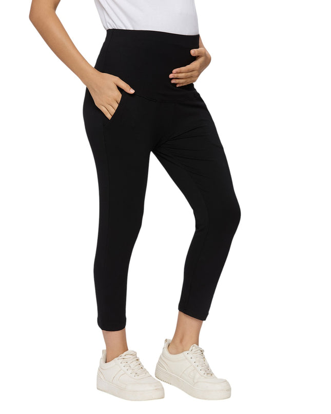 Evamomies Women's Cotton Lycra Maternity Leggings for Pregnant Women Pre & Post Pregnancy