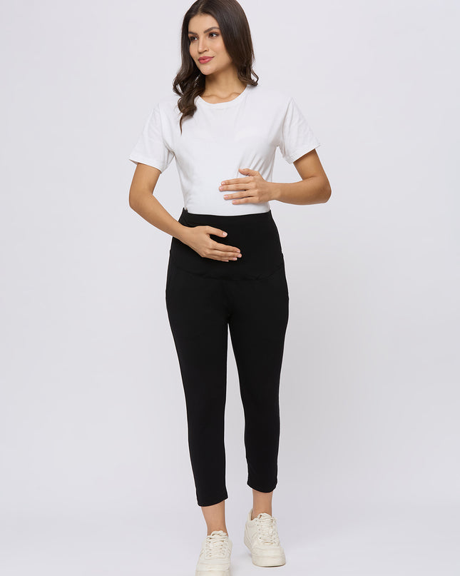 Evamomies Women's Cotton Lycra Maternity Leggings for Pregnant Women Pre & Post Pregnancy