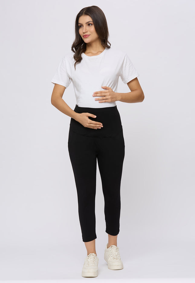 Evamomies Women's Cotton Lycra Maternity Leggings for Pregnant Women Pre & Post Pregnancy