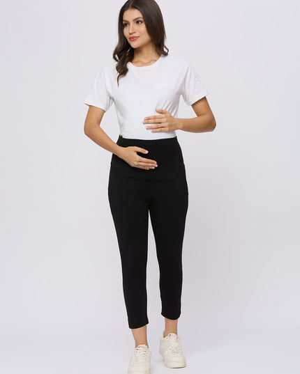 Evamomies Women's Cotton Lycra Maternity Leggings for Pregnant Women Pre & Post Pregnancy
