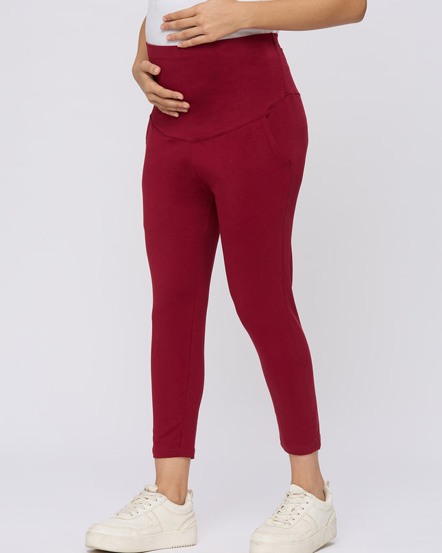 Evamomies Women's Cotton Lycra Maternity Leggings for Pregnant Women Pre & Post Pregnancy