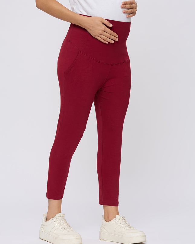 Evamomies Women's Cotton Lycra Maternity Leggings for Pregnant Women Pre & Post Pregnancy