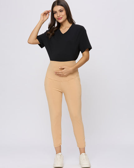 Evamomies Women's Cotton Lycra Maternity Leggings for Pregnant Women Pre & Post Pregnancy
