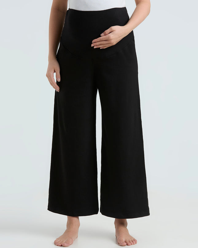Evamomies Women's Cotton Lycra Regular Fit Maternity Palazzo for Pregnant Women Pre & Post Pregnancy