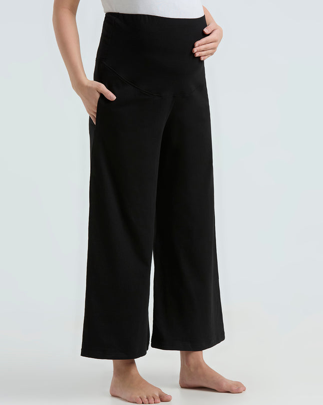 Evamomies Women's Cotton Lycra Regular Fit Maternity Palazzo for Pregnant Women Pre & Post Pregnancy