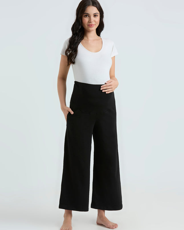 Evamomies Women's Cotton Lycra Regular Fit Maternity Palazzo for Pregnant Women Pre & Post Pregnancy