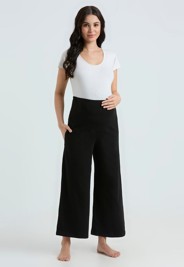 Evamomies Women's Cotton Lycra Regular Fit Maternity Palazzo for Pregnant Women Pre & Post Pregnancy
