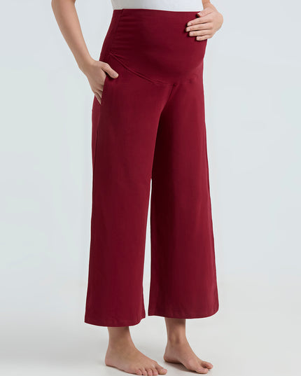 Evamomies Women's Cotton Lycra Regular Fit Maternity Palazzo for Pregnant Women Pre & Post Pregnancy