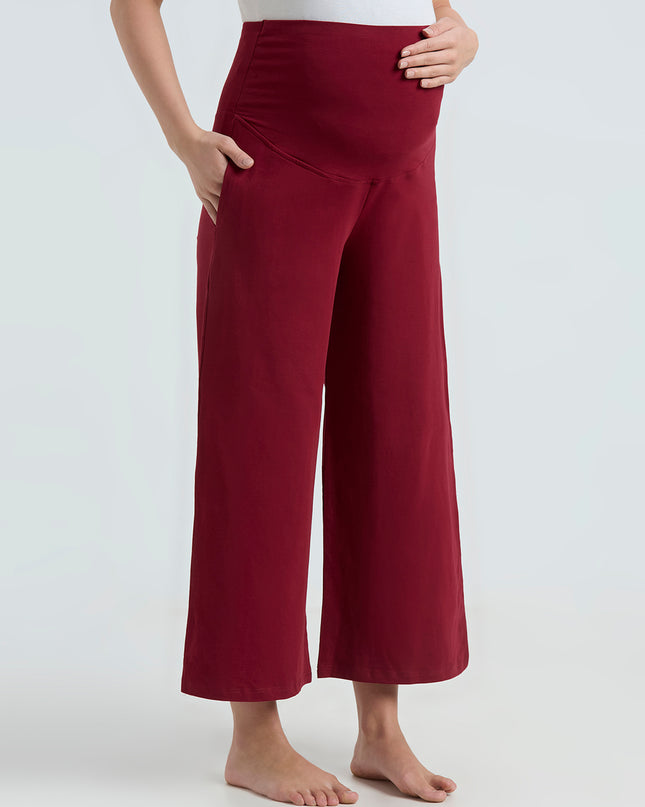 Evamomies Women's Cotton Lycra Regular Fit Maternity Palazzo for Pregnant Women Pre & Post Pregnancy