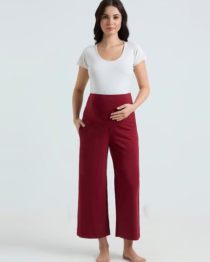 Evamomies Women's Cotton Lycra Regular Fit Maternity Palazzo for Pregnant Women Pre & Post Pregnancy