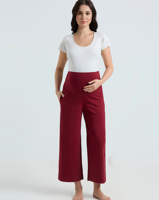 Evamomies Women's Cotton Lycra Regular Fit Maternity Palazzo for Pregnant Women Pre & Post Pregnancy