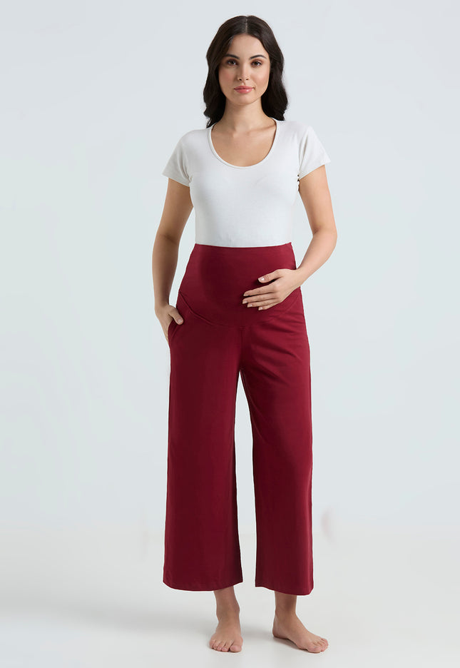 Evamomies Women's Cotton Lycra Regular Fit Maternity Palazzo for Pregnant Women Pre & Post Pregnancy