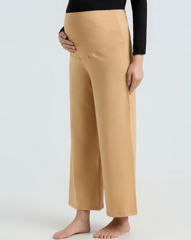Evamomies Women's Cotton Lycra Regular Fit Maternity Palazzo for Pregnant Women Pre & Post Pregnancy