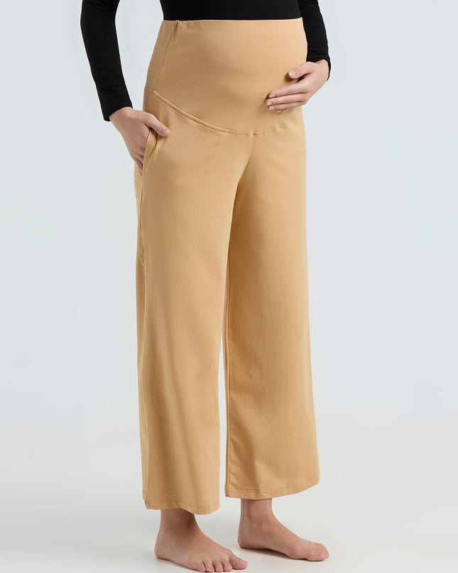 Evamomies Women's Cotton Lycra Regular Fit Maternity Palazzo for Pregnant Women Pre & Post Pregnancy