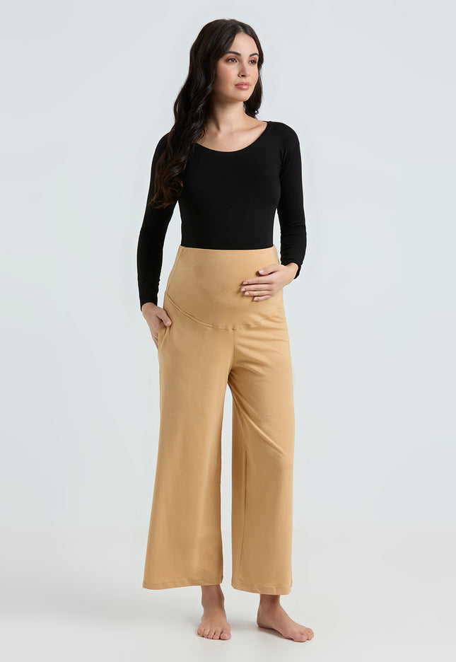 Evamomies Women's Cotton Lycra Regular Fit Maternity Palazzo for Pregnant Women Pre & Post Pregnancy