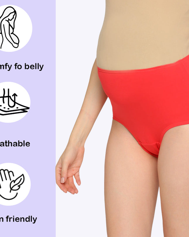 Evamomies Women's High Waist Soft Comfy Cotton Lycra Maternity Panty | Pregnancy Panty | Maternity Panties (Pack of 3)